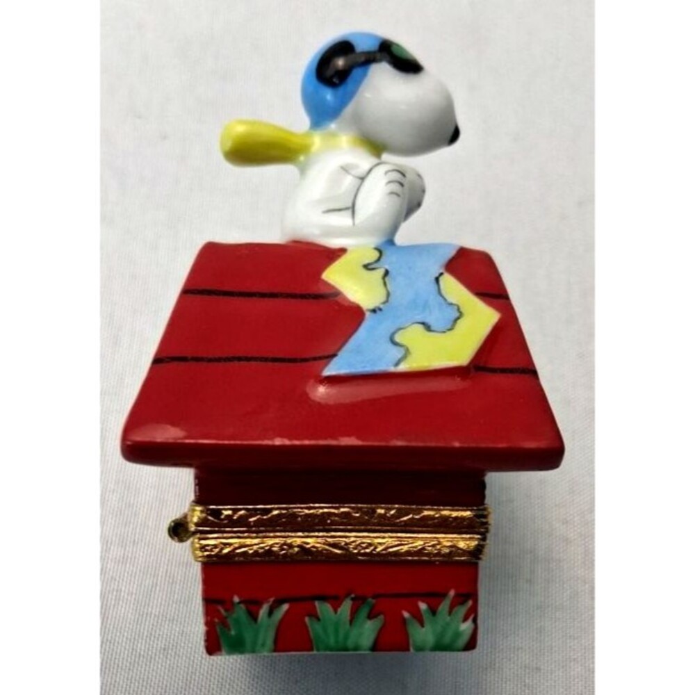 Artoria Limoges Peint Main Peanuts Snoopy Doghouse Trinket Box France #430 PS